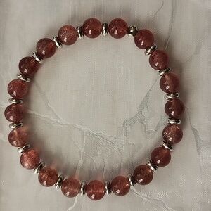 Handmade Strawberry Quartz Beaded Bracelet